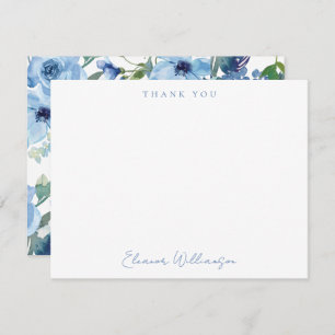 Boho Light Blue Waterverf Floral Shower Bedankkaart