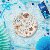 Boho Light Brown Flower  Papieren Bordje (Feest)