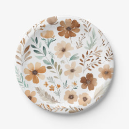 Boho Light Brown Flower  Papieren Bordje