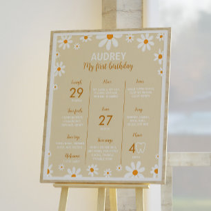 Boho Light Daisy 1e Verjaardagsfeest Mijlpaal teke Poster