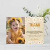 Boho Light Daisy 1er Birthday Photo Carte de remer (Debout devant)