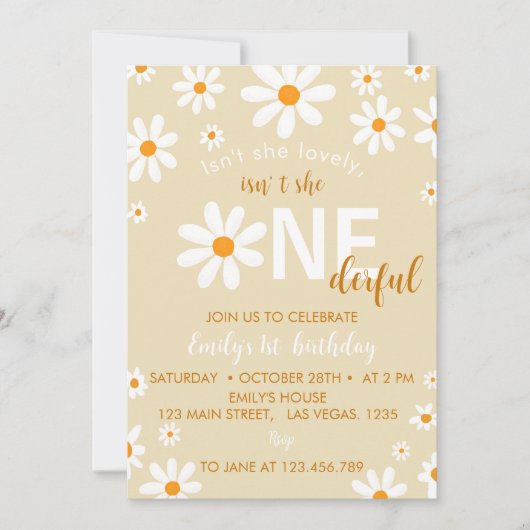 Boho Light Daisy Invitation de fête d'anniversaire (Devant)