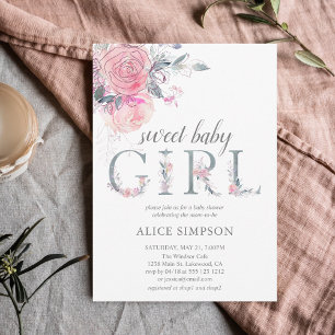 Boho Light Soft Pink Baby Girl Shower Kaart