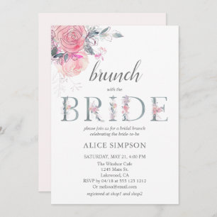 Boho Light Soft Pink Flower Bridal Brunch Shower Kaart