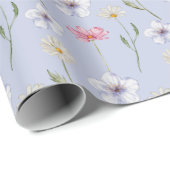 Boho Liilac Wildflower Waterverf Patroon Cadeaupapier (Rol Hoek)