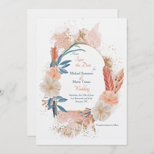 Boho Lijst Save the Date Kaart (Voorkant / Achterkant)