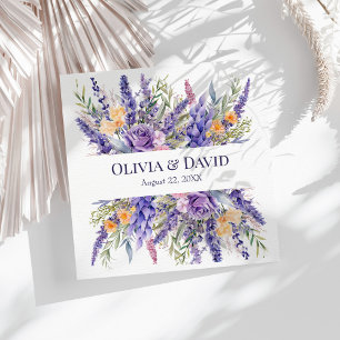 Boho Lila Waterverf Wildflower bruiloft servetten