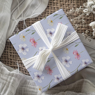 Boho lila Wildflower Waterverf Cadeaupapier