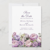 Boho Lilac et Purple Peonies Enregistrer la carte  (Devant)