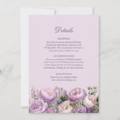 Boho Lilac Peonies Mariage Détails Carte (Devant)