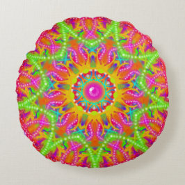 Boho Lime Green Star Mandala Rond Kussen