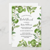 Boho Limes Waterverf Witte Bloemen Bruidsbrunch Kaart (Voorkant / Achterkant)