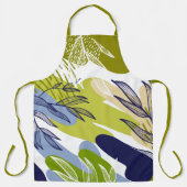 Boho Limoen, Navy en Blue Leaves Schort (Voorkant)