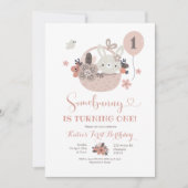 Boho Little Bunny Invitation Anniversaire (Devant)