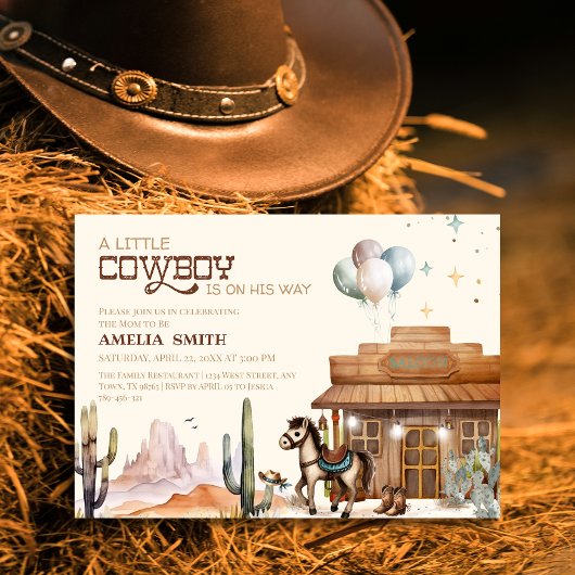 Boho Little Cowboy Western Baby Shower Desert Kaart