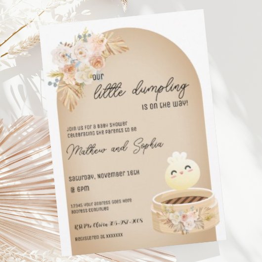 Boho Little Dumpling Baby shower Invitation Kaart