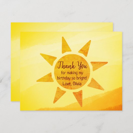 Boho Little Gold Sunshine Birthday Hartelijk dank Bedankkaart (Voorkant / Achterkant)