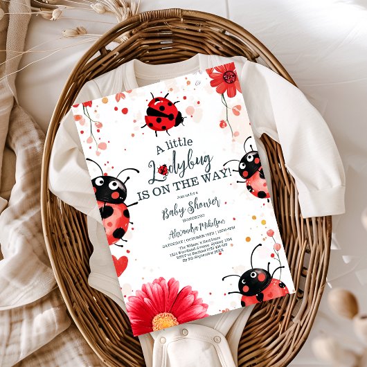 Boho Little Ladybug-Baby shower Kaart