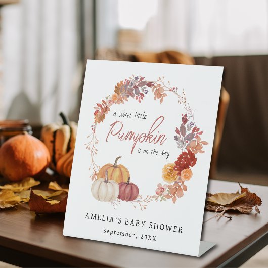 Boho Little Pumpkin Neutral Baby shower Reclamebord Met Voetstuk