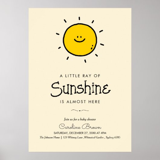Boho Little Ray Of Sunshine Baby shower Poster (Voorkant)