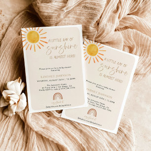 Boho Little Ray of Sunshine Rainbow Baby shower Kaart