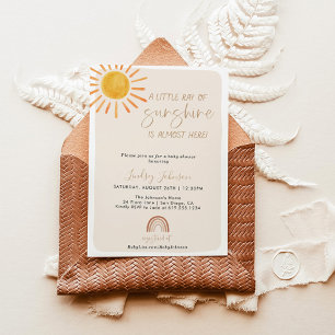 Boho Little Ray of Sunshine Rainbow Baby shower Kaart