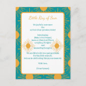 Boho Little Ray Soleil Turquoise Faire-Part de Nai (Devant)