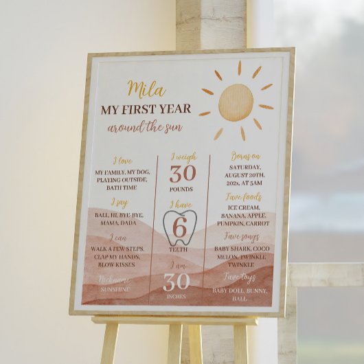 Boho Little Sunshine 1er Anniversaire Poster du Ja