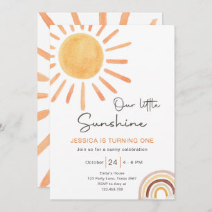 Boho Little Sunshine 1st Birthday Invitation Sun Kaart