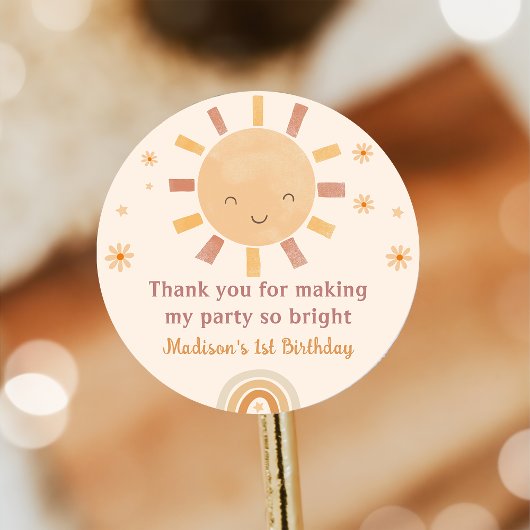 Boho Little Sunshine Verjaardag Sticker