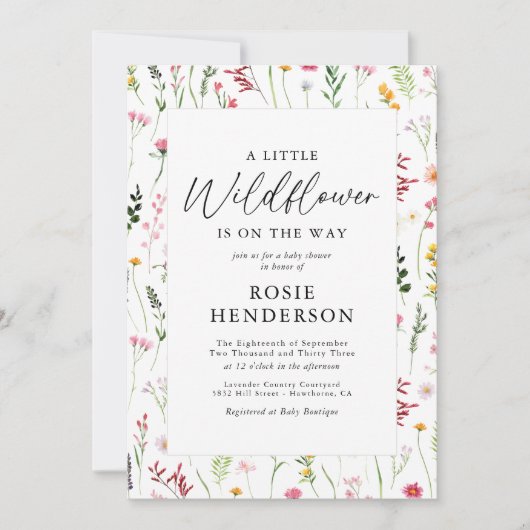Boho Little Wildflower Baby shower Kaart (Voorkant)