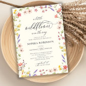 Boho Little Wildflower Chic Script Baby shower Kaart