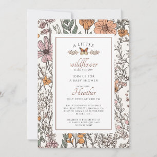 Boho Little Wildflower op de weg meisje Baby showe Kaart