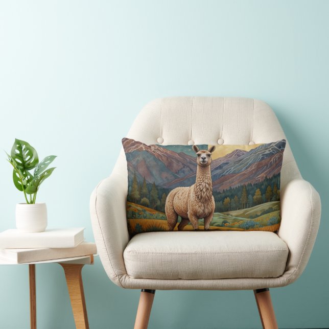  Boho Llama Alpaca  landschap Kussen (Stoel)