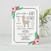 Boho Llama Baby shower Floral Invitation (Debout devant)