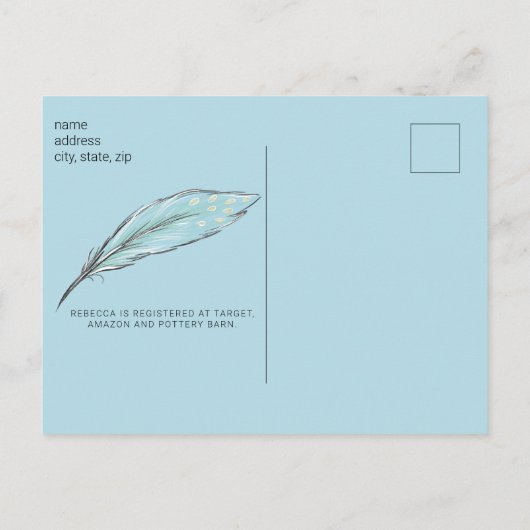 Boho Llama Feather Oh Baby Boy Douche Faire-part (Dos)