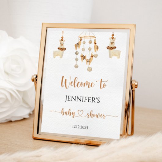 Boho Llama mobiele babyshower Welkom Poster