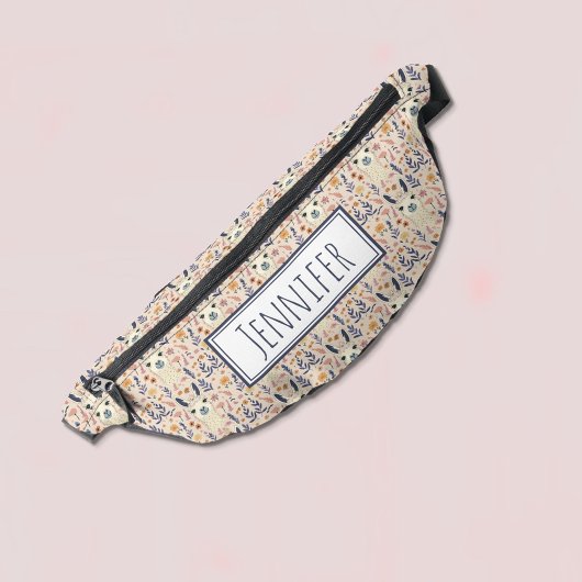 Boho Llama op een bloemmotief naam Heuptasje