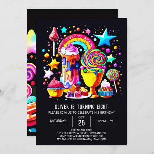 Boho Lollipop Verjaardag Kaart (Voorkant / Achterkant)