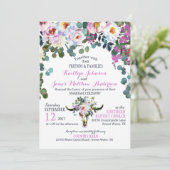 Boho Longhorn Cow Skull Floral Weddenschap Kaart (Staand voorkant)