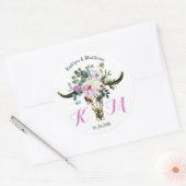 Boho Longhorn schedel Floral Modern Wedding Label (Envelop)