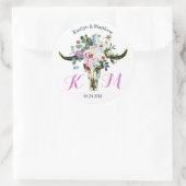 Boho Longhorn schedel Floral Modern Wedding Label (Tas)