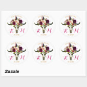 Boho Longhorn schedel Floral Modern Wedding Label (Vel)