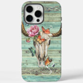 Boho Longhorn Skull Floral Monogram Case-Mate iPhone Case (Achterkant)