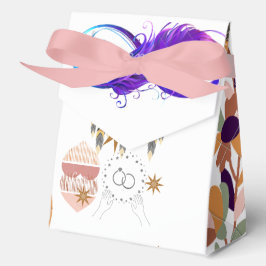 Boho Lotus & Maan Trouwgunst Doos met Lint Bedankdoosjes