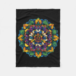 Boho Lotus Mandala Kleurrijk Bloemig Yoga Meditati Fleece Deken
