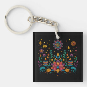 Boho Lotus Mind Meditatie Kunst Sleutelhanger