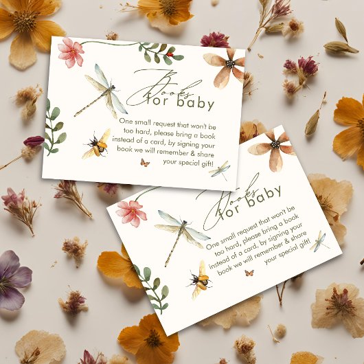 Boho Love Bug Insecten Dragonfly baby shower Informatiekaartje