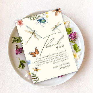 Boho Love Bug Insecten Dragonfly Dank u kaart