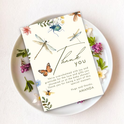 Boho Love Bug Insectes Dragonfly Carte de remercie